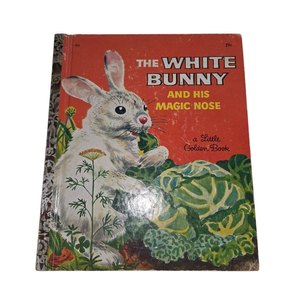 Vintage 1950s Little Golden Book "The White Bunny and His Magic Nose" Hardcover